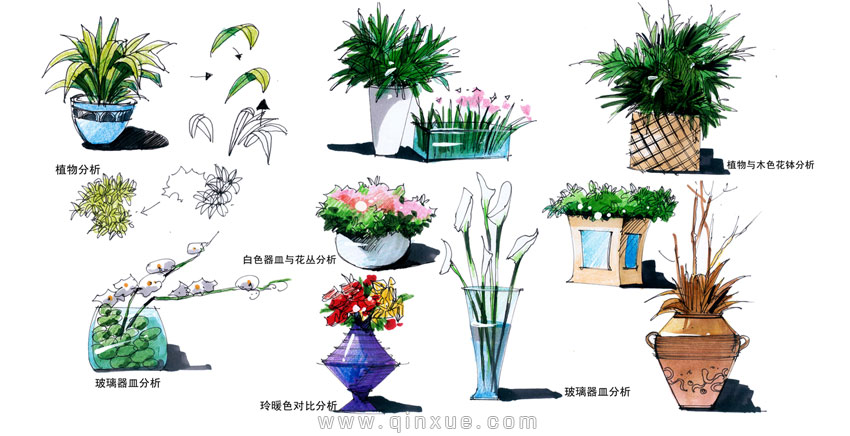 第十三节 空间框架延伸综合草图讲解 第十四节 起居室草图框架训练 室内草图是一种能够形象而且直观地表达室内空间结构关系,整体环境氛围并具有很强的艺术感染力的设计表达方式。它在方案的最后定稿中起到了很重要的作用。有时一张草图的好坏甚至直接影响方案的审定。因为室内草图提供了工程竣工的概念效果,有着先入为主的作用,所以一张准确合理且表现力极强的草图有助于得到委托方和审批者的认可与选用。 第十五节 一点透视尺规应用起居室篇 一点斜透视是在一点、两点透视的基础上产生的一种透视方法,实属两点透视。两个消失点,一